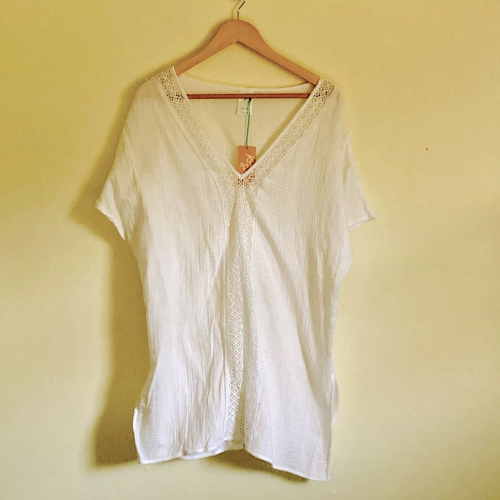 Women’s White Lattice Detailed Cover Up
